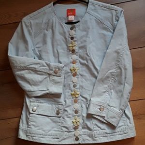 Stylish over jackets,blue ,with flowered buttons,